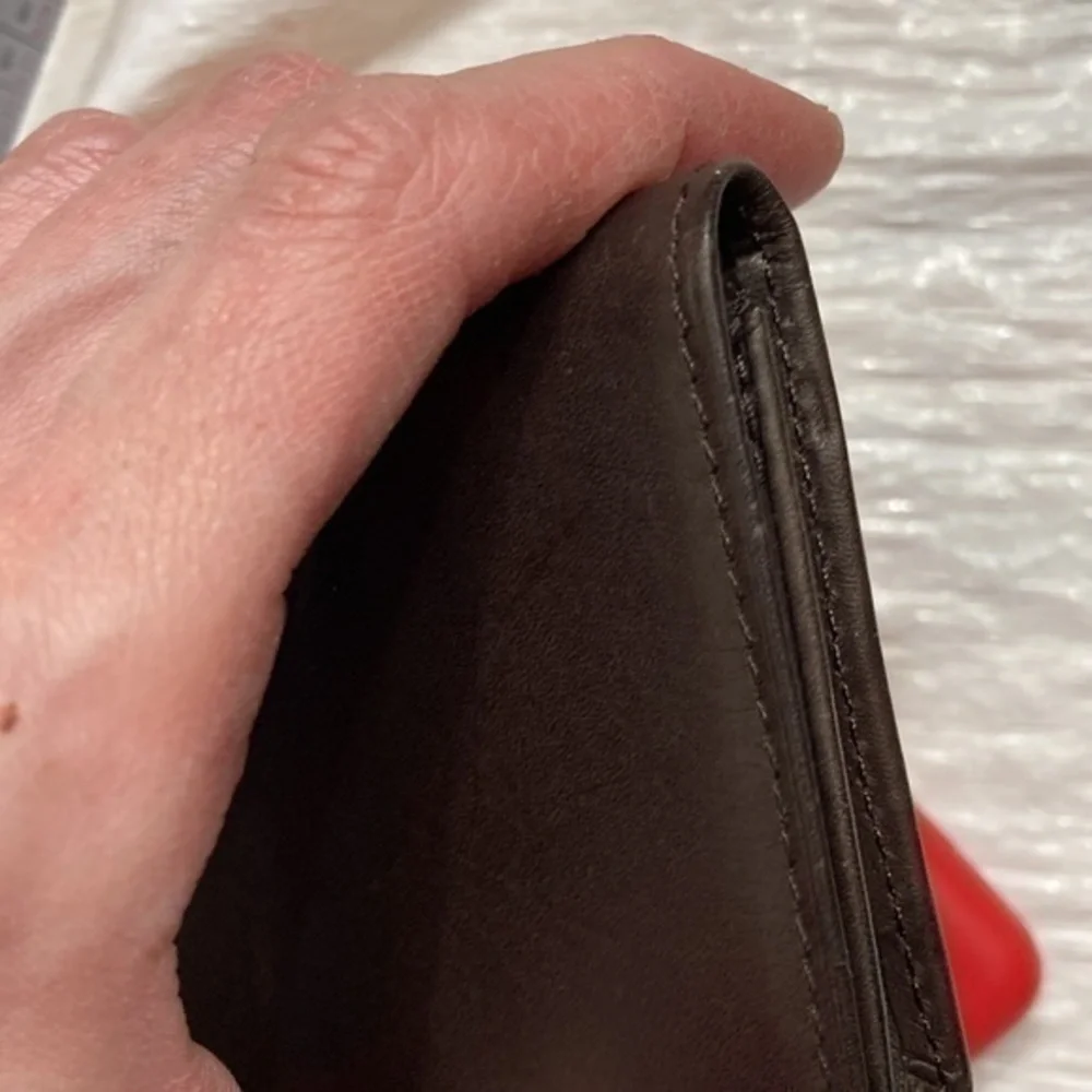 Fossil brown leather card holder money clip